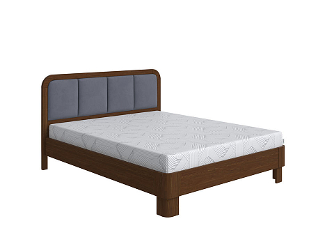 Двуспальная кровать с матрасом Hemwood - Кровать из натурального массива сосны с мягким изголовьем