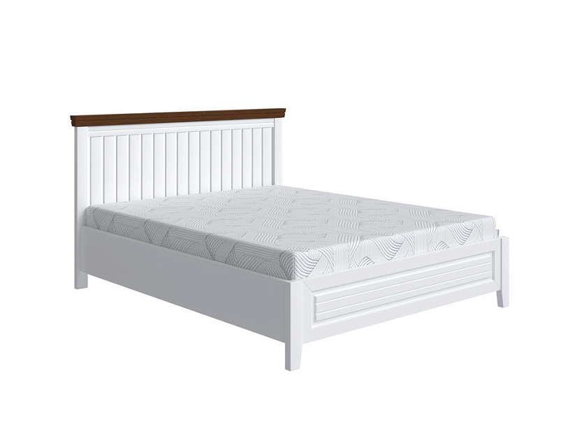 Кровать Olivia 180x200 Массив (сосна) Белая эмаль/Мокко (сосна) - Кровать из массива с контрастной декоративной планкой.
